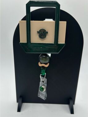 Trader Joe's Green Badge Reel with Beaded Accent